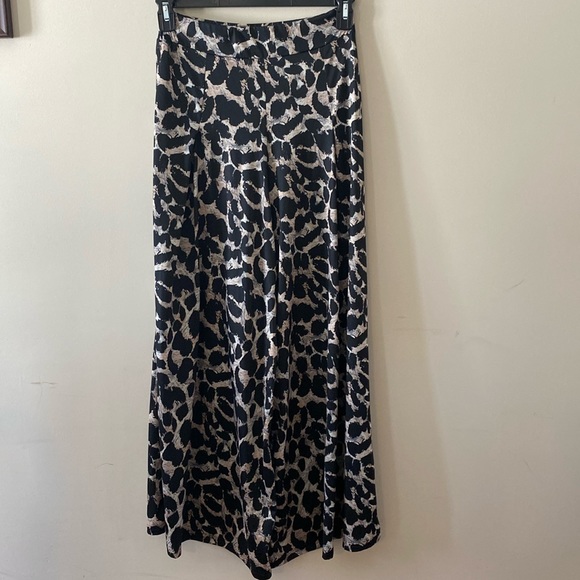 European designer women’s leopard print elastic high waist wide pants sz S/M - Picture 3 of 17